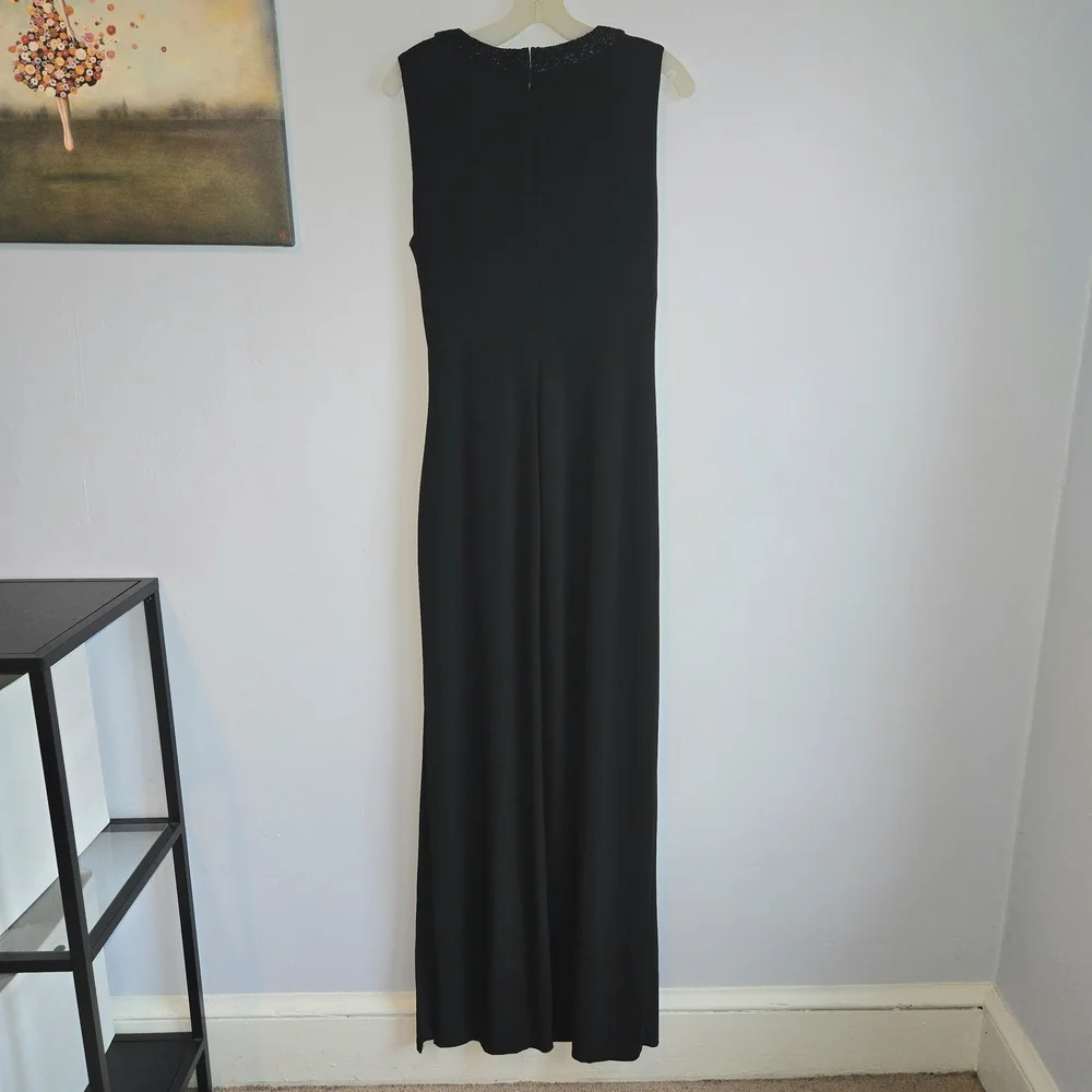 Lauren Ralph Lauren Black Maxi Dress with Beaded Neckline - Picture 3 of 9